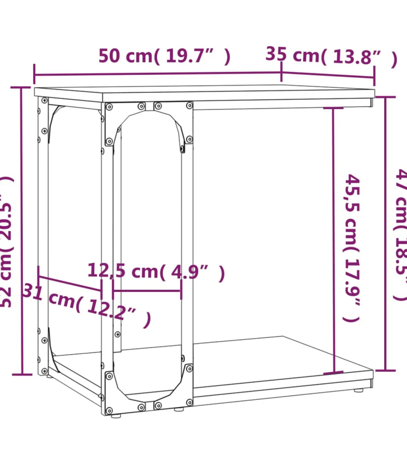 Hot Bijzettafel 50x35x52 cm bewerkt hout zwart Tafels