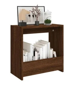 Outlet Bijzettafel 50x26x50 cm bewerkt hout bruin eikenkleur Tafels