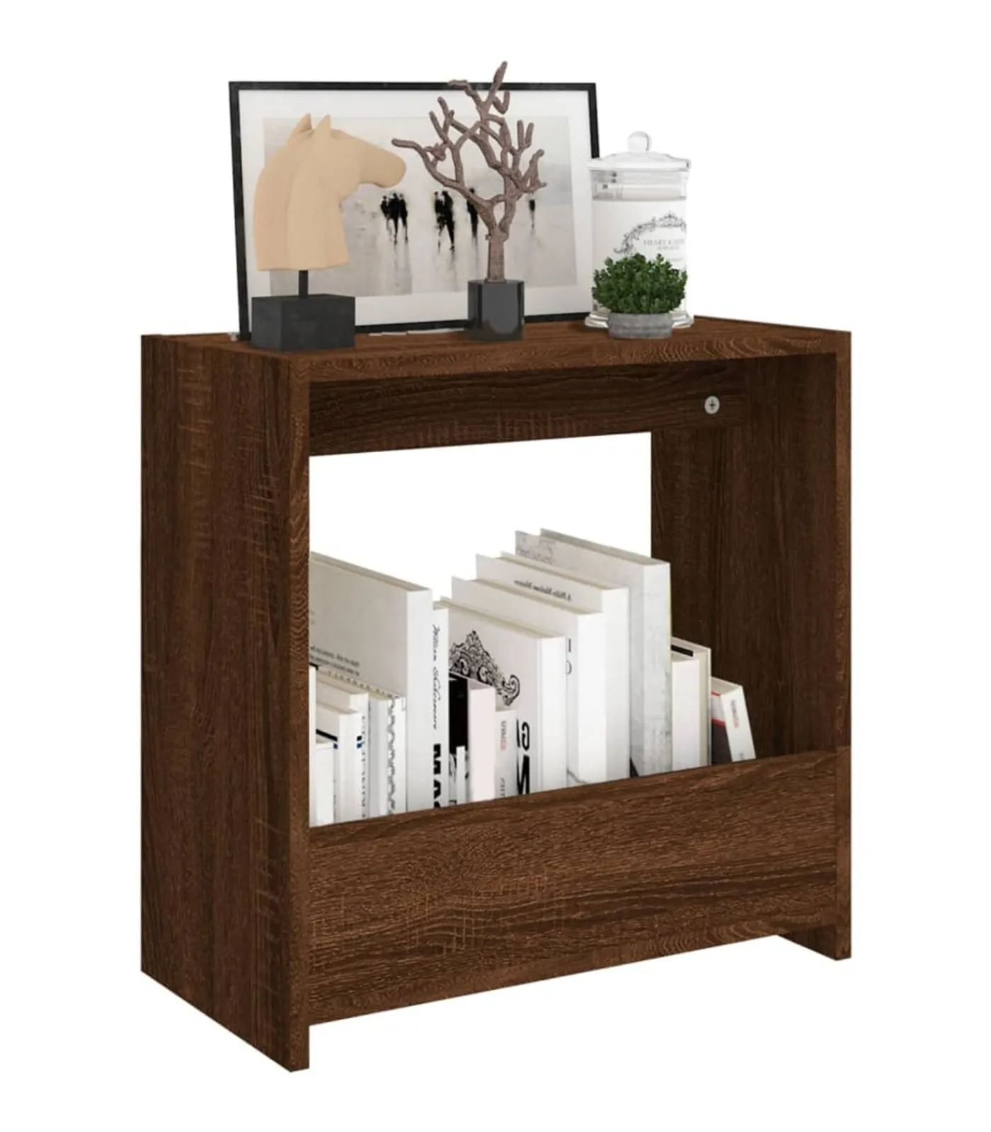 Outlet Bijzettafel 50x26x50 cm bewerkt hout bruin eikenkleur Tafels