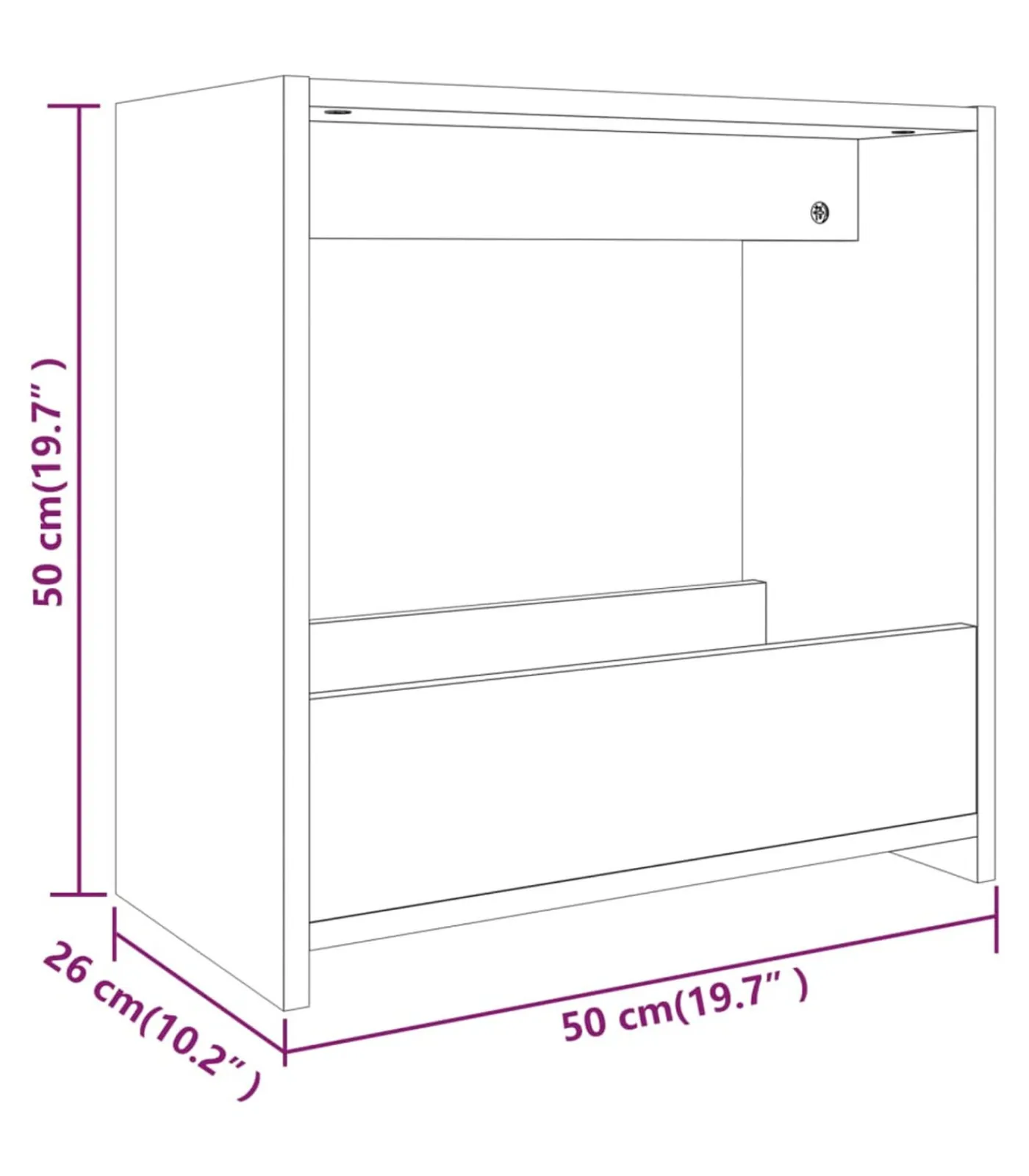 Outlet Bijzettafel 50x26x50 cm bewerkt hout bruin eikenkleur Tafels