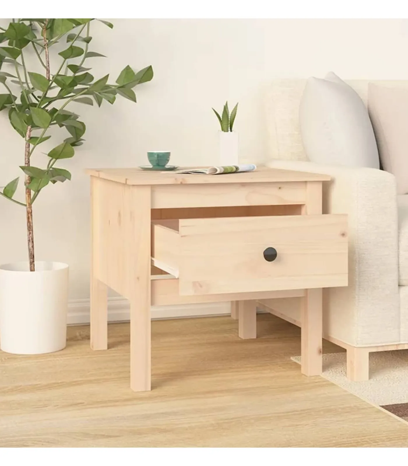 Discount Bijzettafel 50x50x49 cm massief grenenhout Tafels