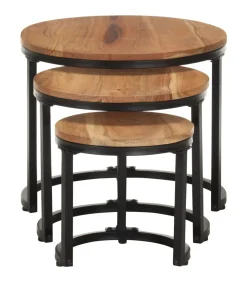 Clearance Bijzettafels 3 st massief acaciahout Tafels