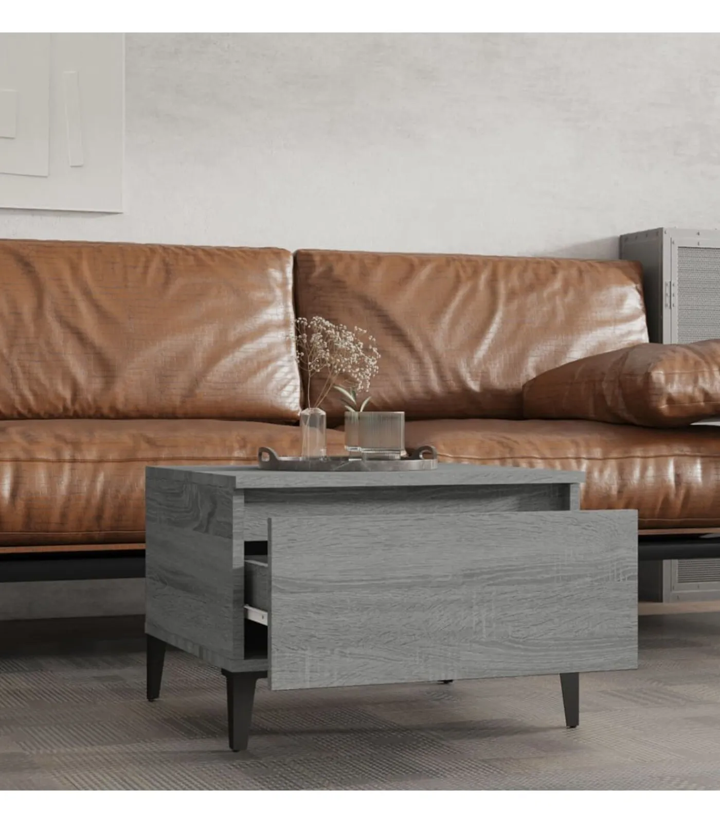 Best Bijzettafels 2 st 50x46x35 cm bewerkt hout grijs sonoma eiken Tafels