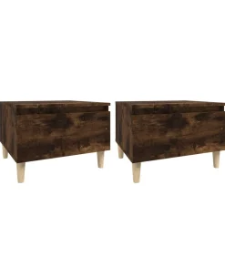 Clearance Bijzettafels 2 st 50x46x35 cm bewerkt hout gerookt eikenkleurig Tafels