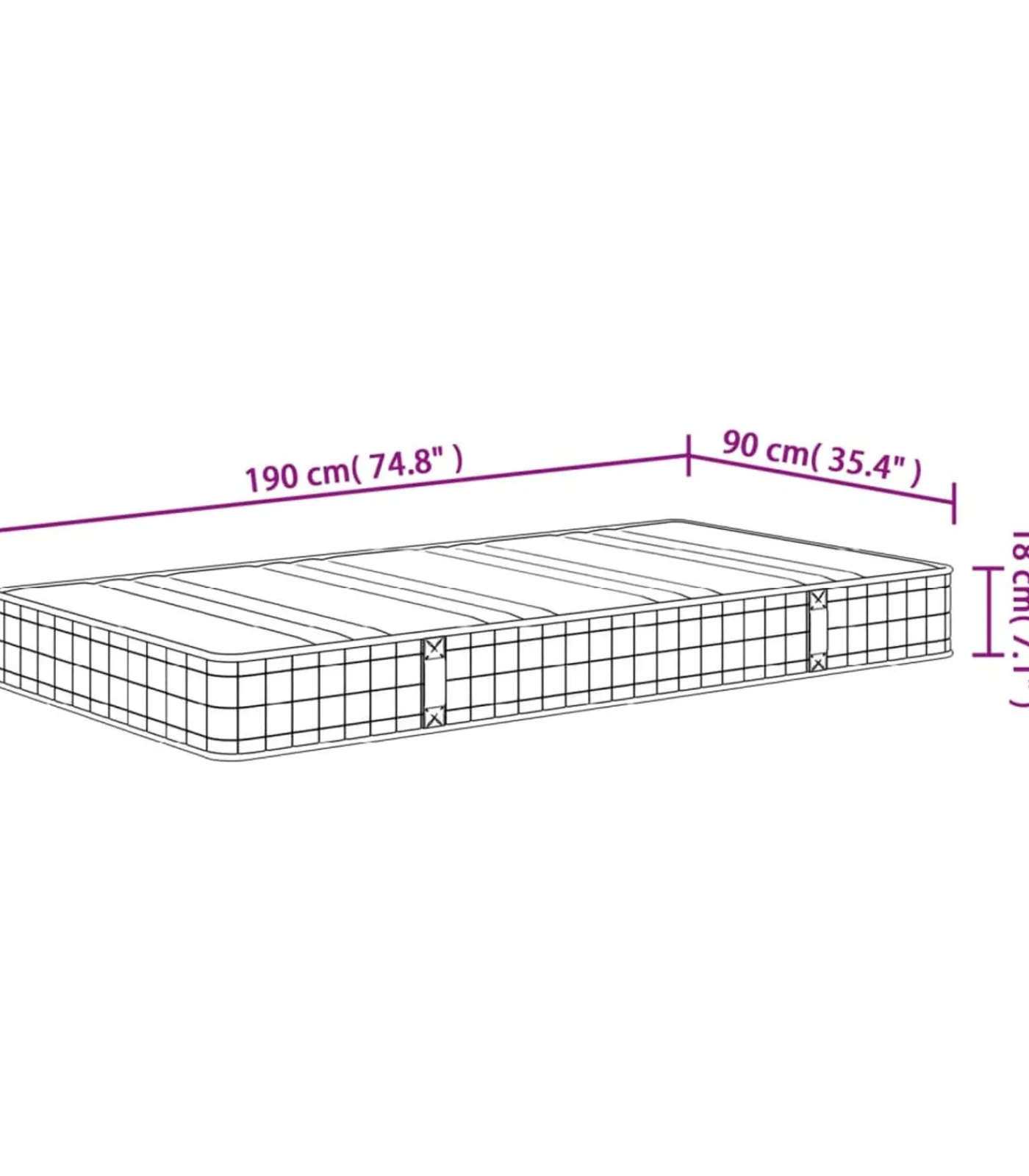 Hot Binnenveringmatras middelhard 90x190 cm Single Size Matrasbeschermer