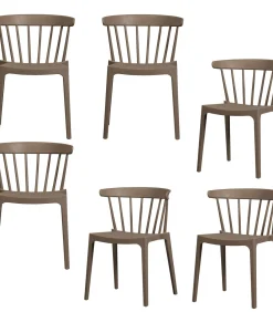 New Bliss Tuinstoelen - Plant Fiber - Bruin Melange - Set van 6 Tuinmeubelen