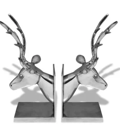 Boekensteunen herten 2 stuks aluminium zilver Decoratie
