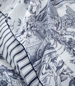 Online Bovenlaken | 4 Continents - Blanc/Bleu Lakens