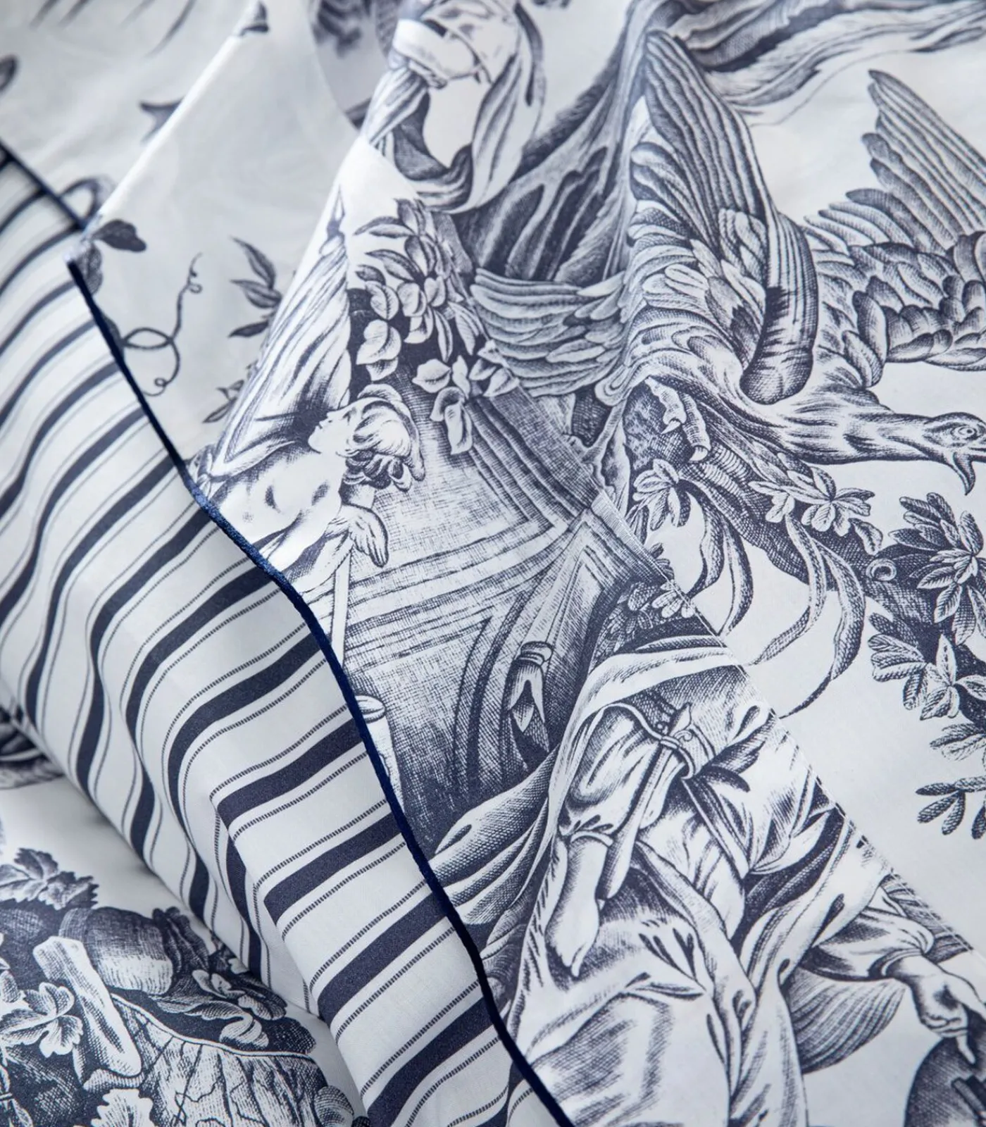 Online Bovenlaken | 4 Continents - Blanc/Bleu Lakens