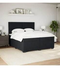 Discount Boxspring met matras fluweel zwart 200x200 cm Bedden