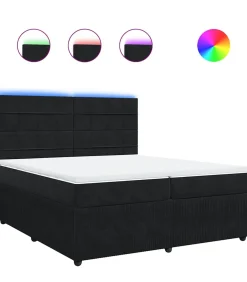 Boxspring met matras fluweel zwart 200x200 cm Bedden