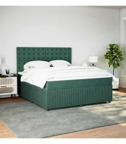 Clearance Boxspring met matras fluweel donkergroen 180x200 cm Bedden