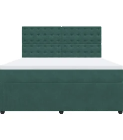 Clearance Boxspring met matras fluweel donkergroen 180x200 cm Bedden