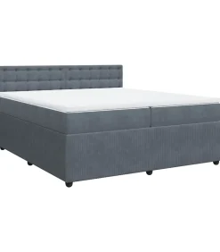 Best Boxspring met matras fluweel donkergrijs 200x200 cm Bedden