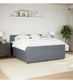 Best Boxspring met matras fluweel donkergrijs 200x200 cm Bedden