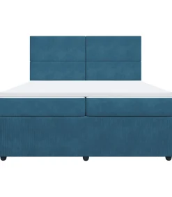 Clearance Boxspring met matras fluweel donkerblauw 200x200 cm Bedden
