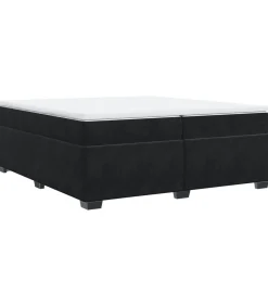 Outlet Boxspring met matras fluweel zwart 200x200 cm Bedden