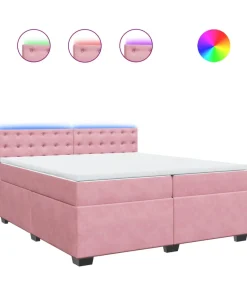 Boxspring met matras fluweel roze 200x200 cm Bedden