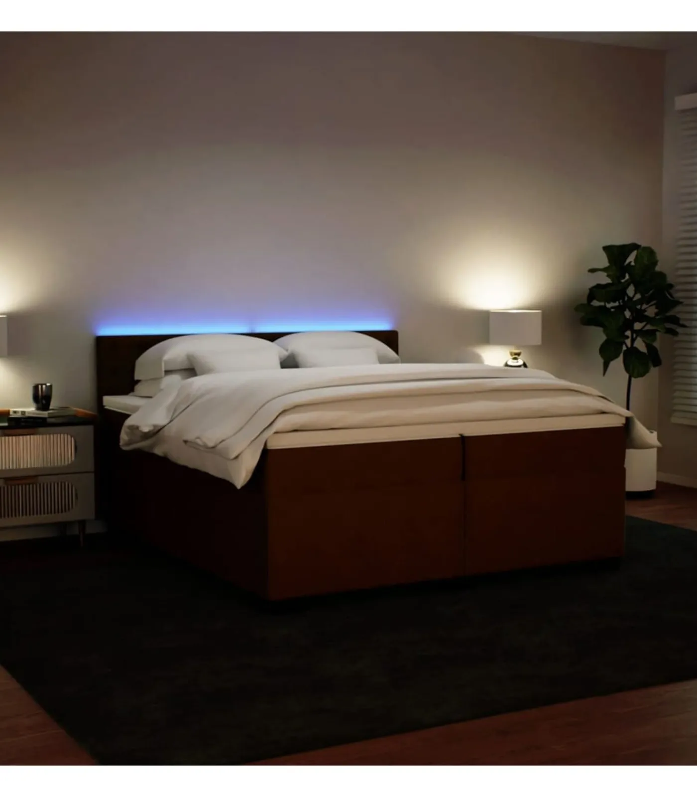 Boxspring met matras fluweel roze 200x200 cm Bedden