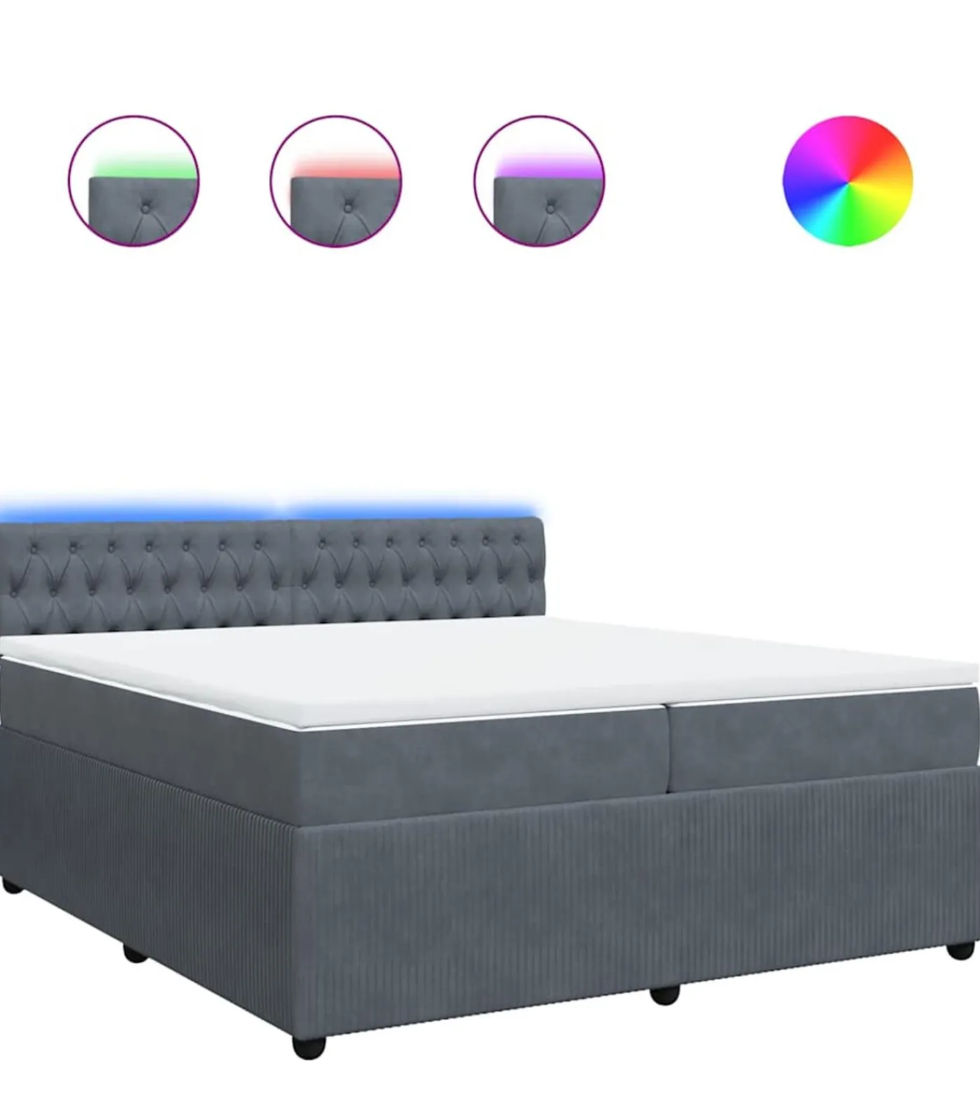 Online Boxspring met matras fluweel donkergrijs 200x200 cm Bedden