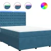 Discount Boxspring met matras fluweel blauw 160x200 cm Bedden