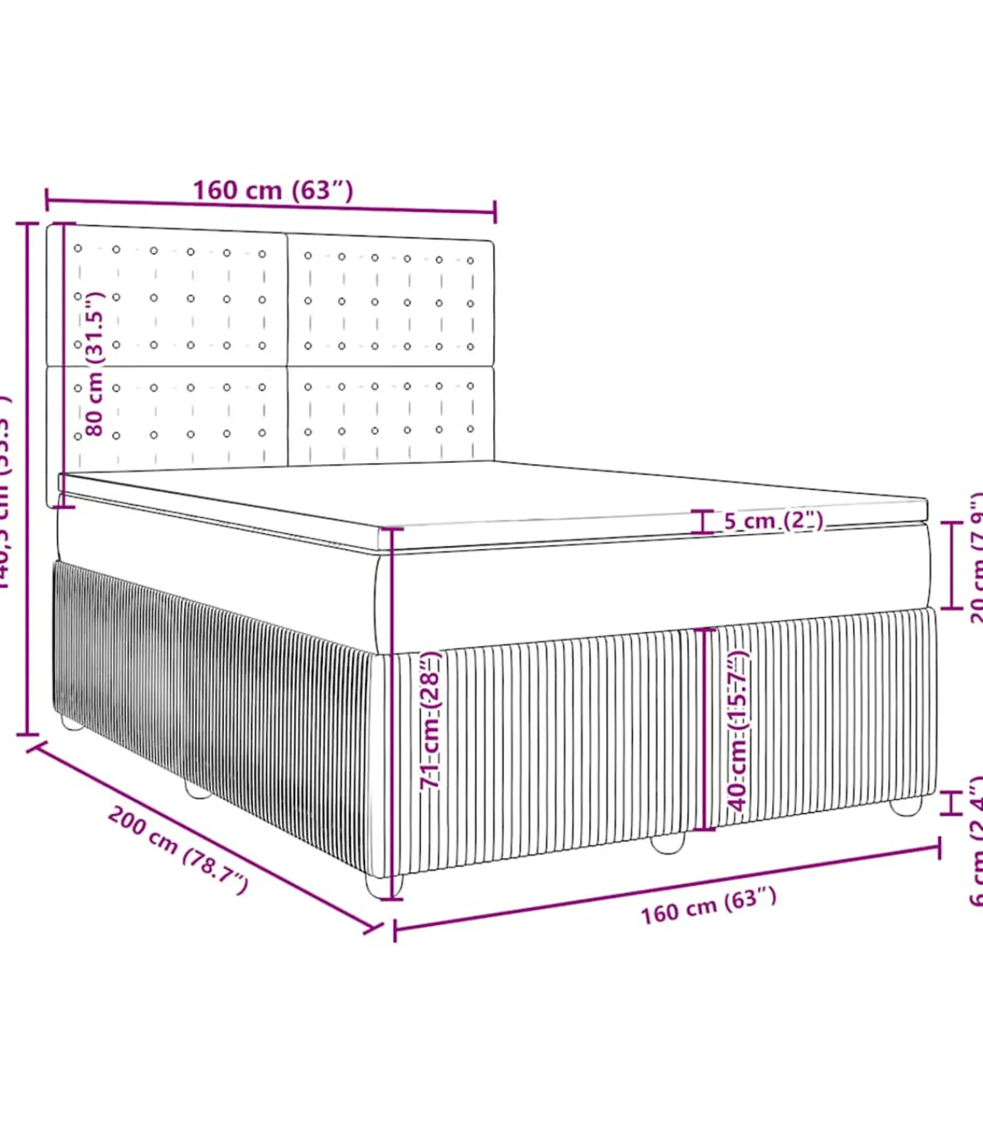 Discount Boxspring met matras fluweel blauw 160x200 cm Bedden