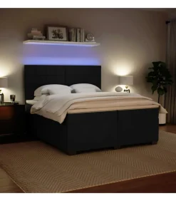 Discount Boxspring met matras fluweel zwart 200x200 cm Bedden