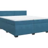 New Boxspring met matras fluweel donkerblauw 200x200 cm Bedden