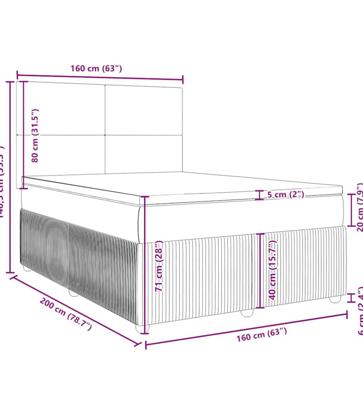 Outlet Boxspring met matras fluweel donkerblauw 160x200 cm Bedden
