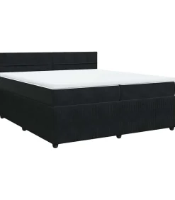 Best Boxspring met matras fluweel zwart 200x200 cm Bedden