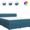 New Boxspring met matras fluweel blauw 200x200 cm Bedden