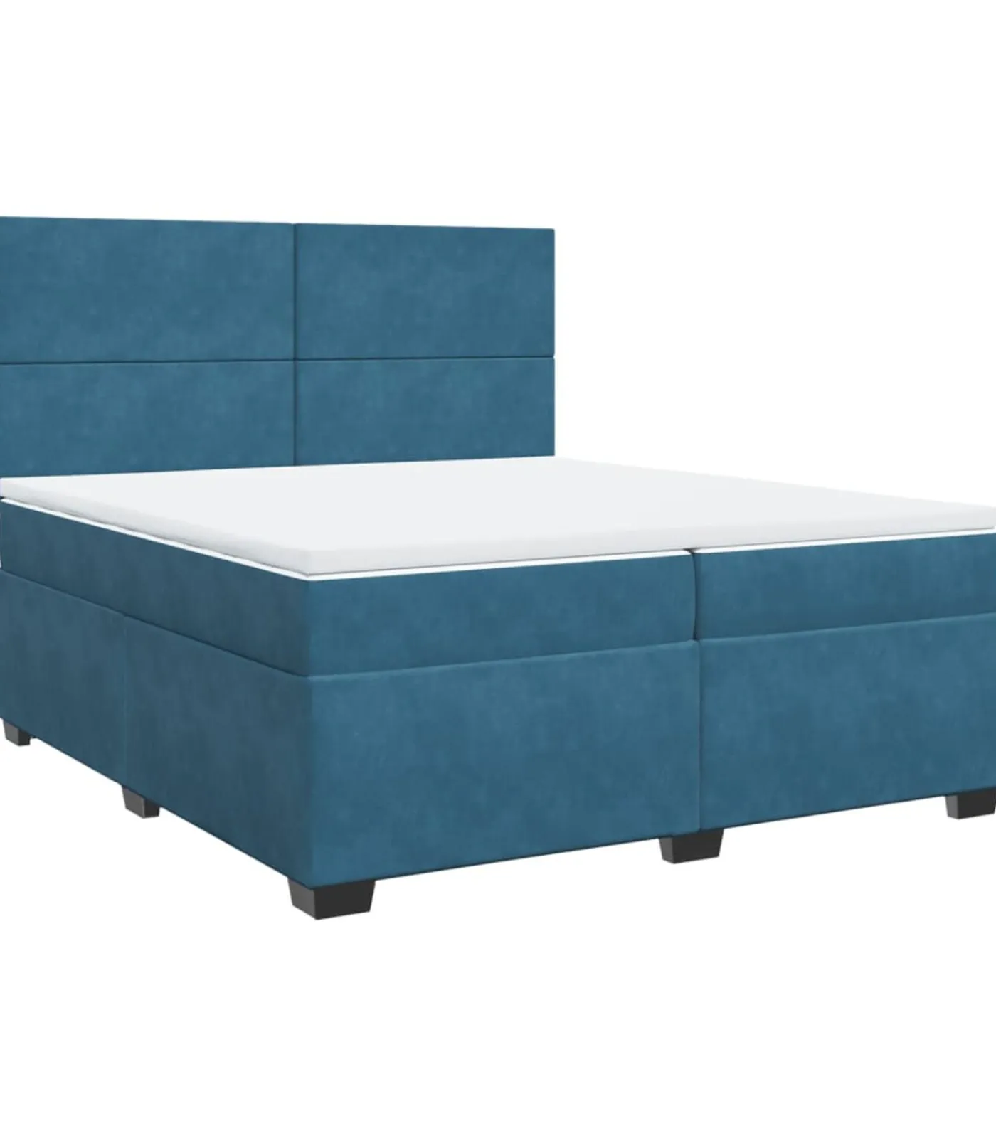 New Boxspring met matras fluweel blauw 200x200 cm Bedden