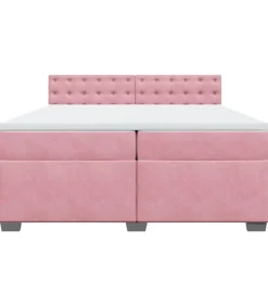 New Boxspring met matras fluweel roze 200x200 cm Bedden