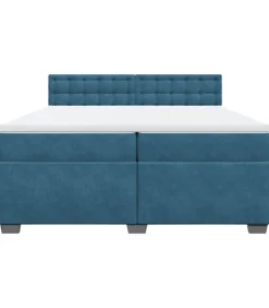 New Boxspring met matras fluweel blauw 200x200 cm Bedden