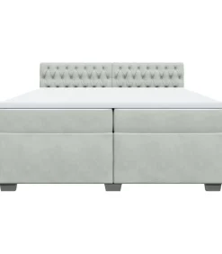 Online Boxspring met matras fluweel lichtgrijs 200x200 cm Bedden