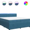 Sale Boxspring met matras fluweel blauw 200x200 cm Bedden