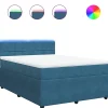Outlet Boxspring met matras fluweel blauw 160x200 cm Bedden