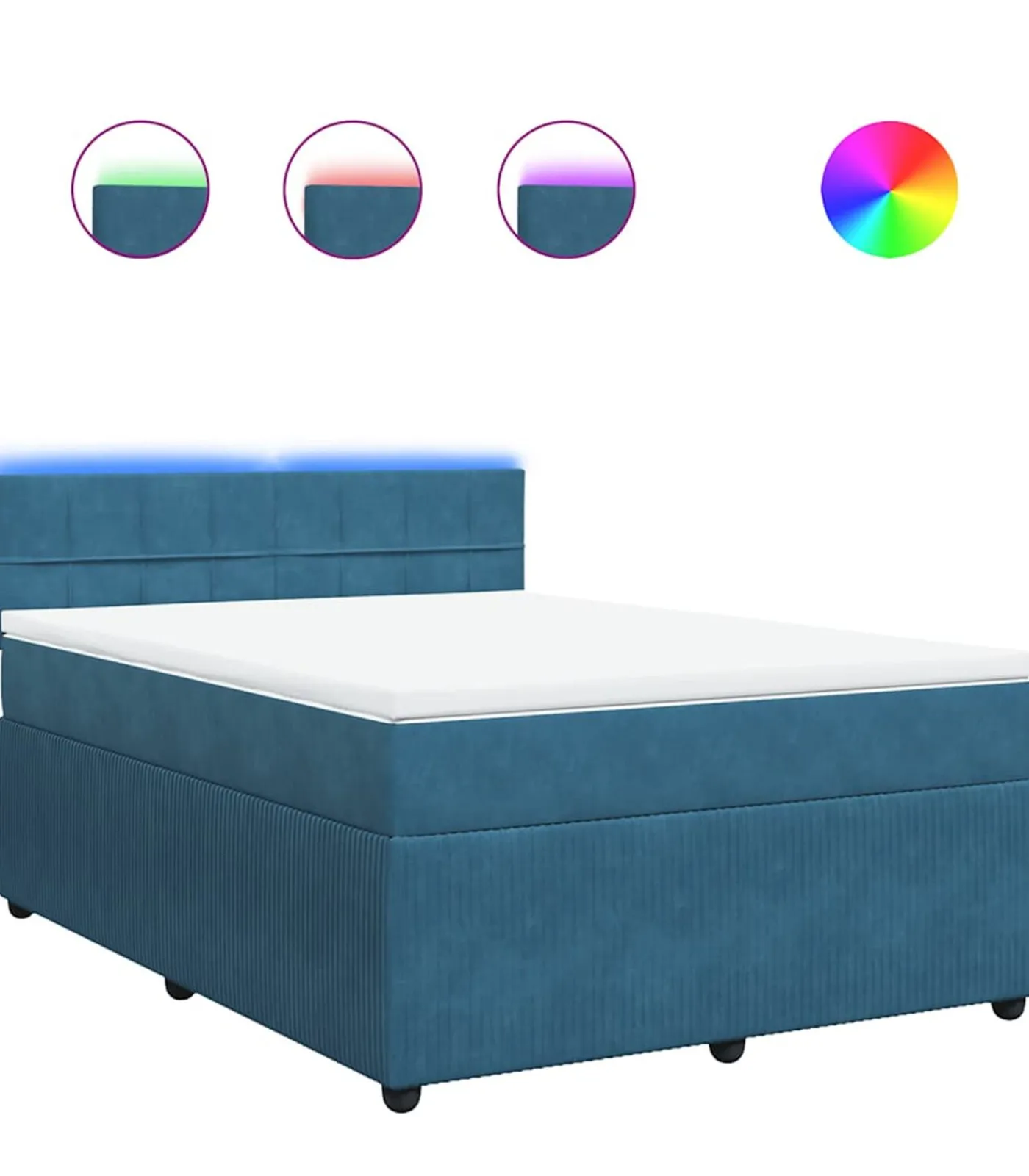 Outlet Boxspring met matras fluweel blauw 160x200 cm Bedden