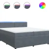 Online Boxspring met matras fluweel donkergrijs 200x200 cm Bedden
