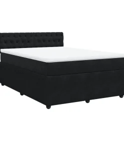 Best Boxspring met matras fluweel zwart 140x200 cm Bedden