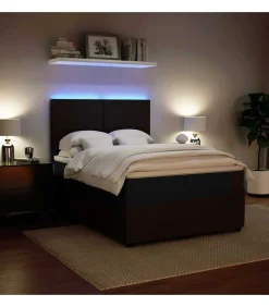 Online Boxspring met matras fluweel zwart 140x200 cm Bedden