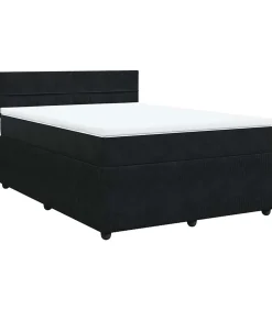 Sale Boxspring met matras fluweel zwart 140x200 cm Bedden