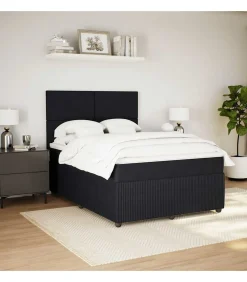 Sale Boxspring met matras fluweel zwart 140x200 cm Bedden