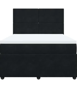 Sale Boxspring met matras fluweel zwart 140x200 cm Bedden