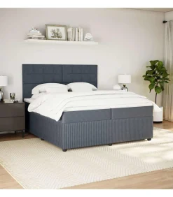 New Boxspring met matras fluweel donkergrijs 200x200 cm Bedden