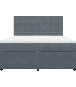 New Boxspring met matras fluweel donkergrijs 200x200 cm Bedden