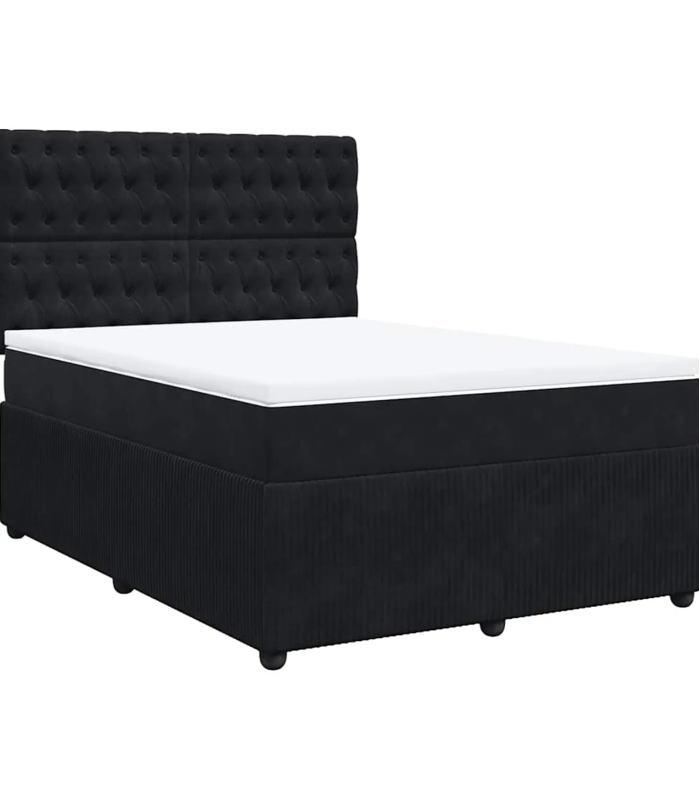 Clearance Boxspring met matras fluweel zwart 140x200 cm Bedden