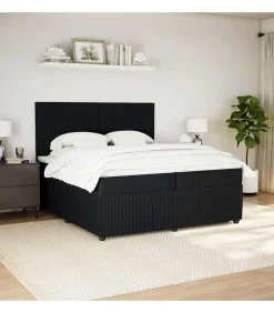 New Boxspring met matras fluweel zwart 200x200 cm Bedden