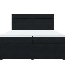 New Boxspring met matras fluweel zwart 200x200 cm Bedden
