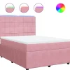 Clearance Boxspring met matras fluweel roze 140x200 cm Bedden